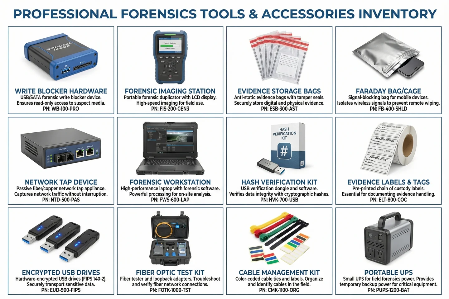 Forensics Tools and Accessories Inventory